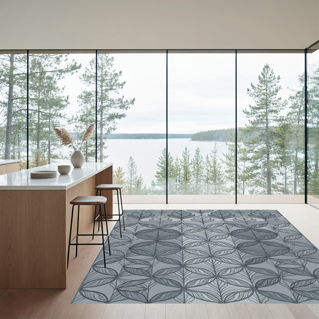 Monochromatic Grey Leaf Linkage Rug