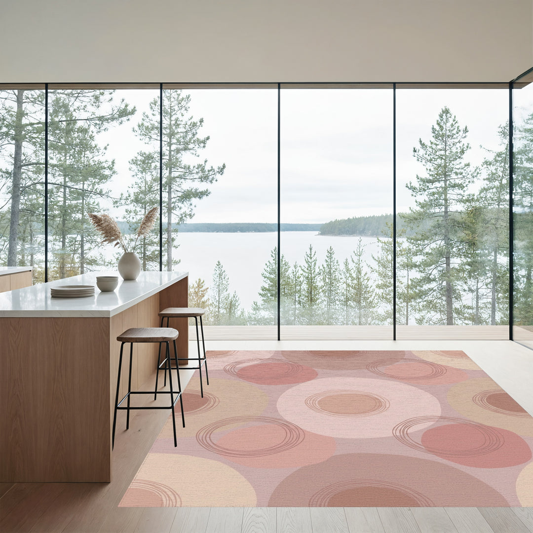 Blush Pink Organic Concentric Circles Rug