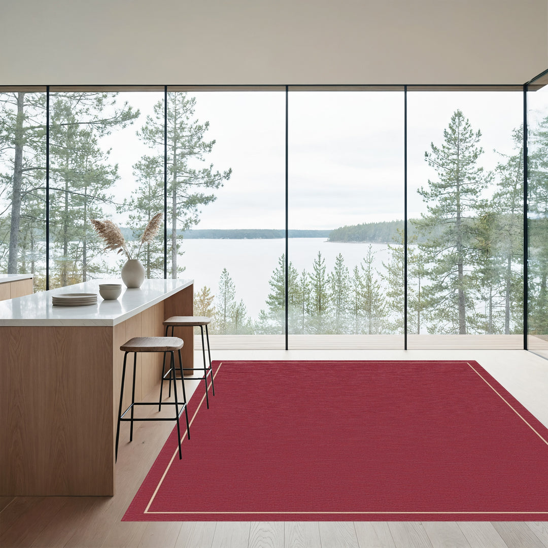Crimson Bordered Square Rug