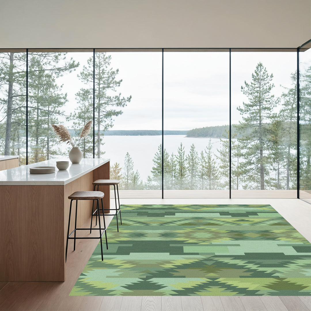 Sage Green Geometric Summit Rug