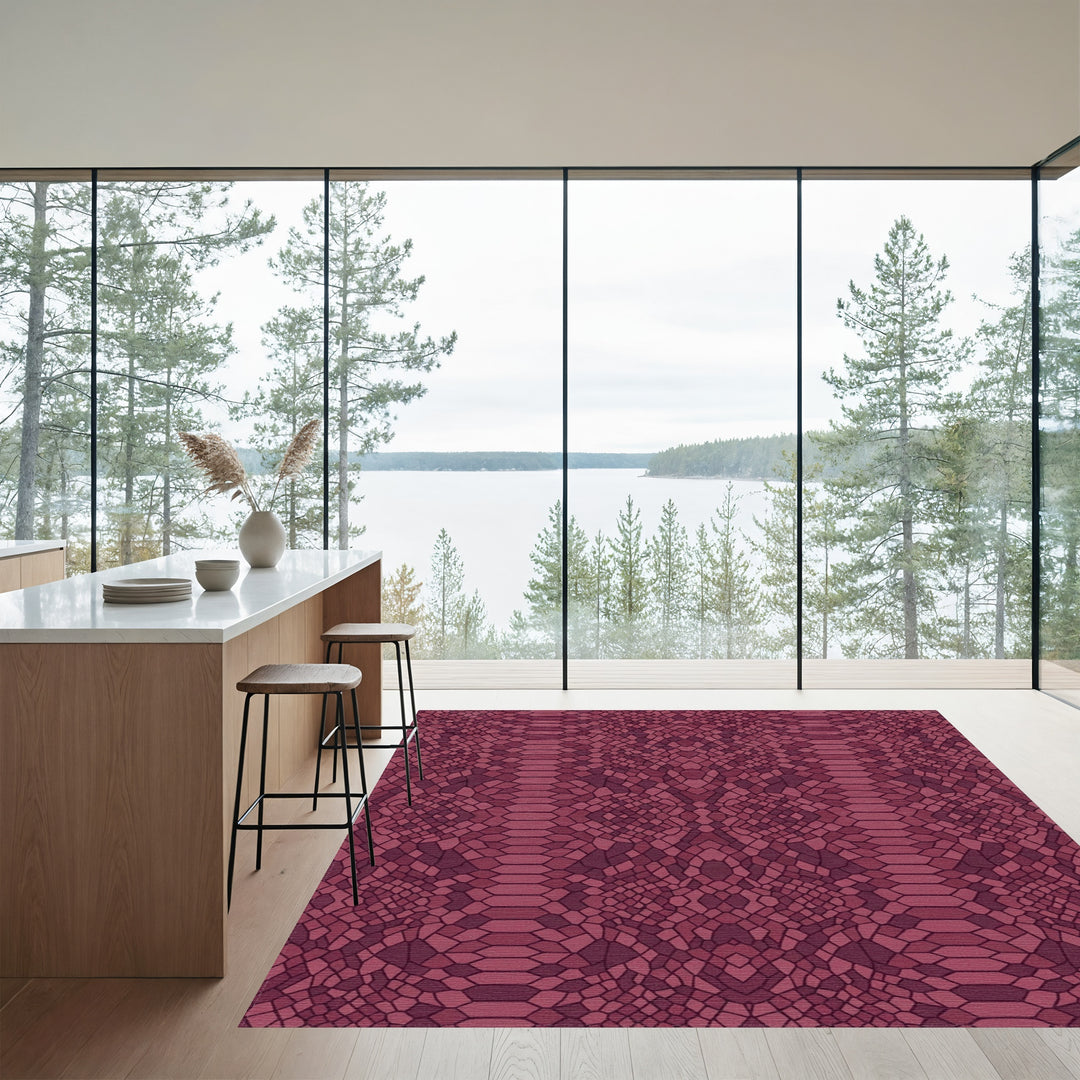 Deep Burgundy Snake Skin Texture Rug