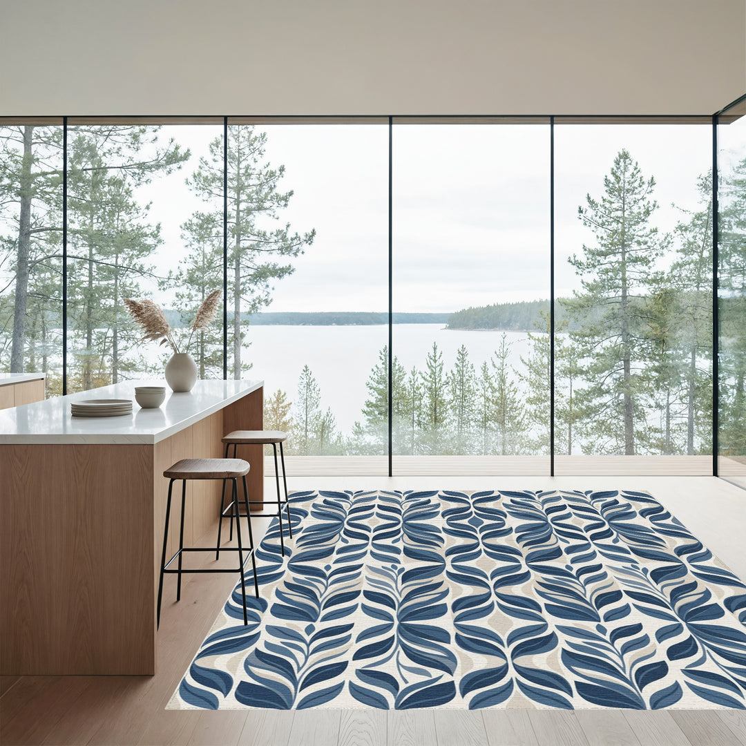 Classic Blue Leaf Archway Rug
