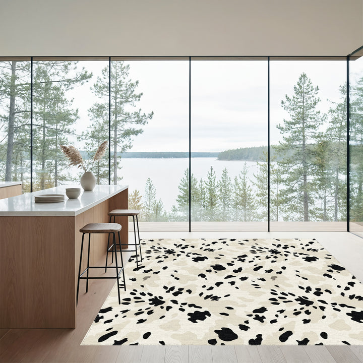 Cream Black Spotted Splash Rug