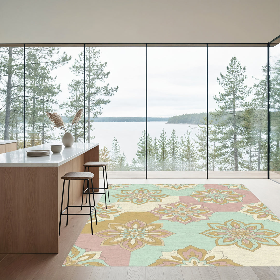 Pastel Mandala Patchwork Garden Rug