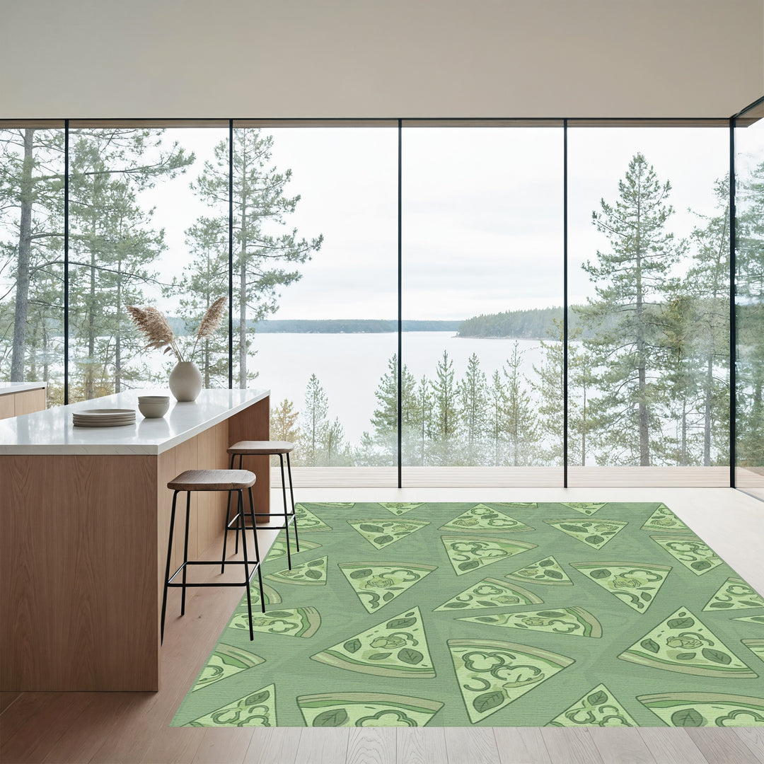 Sage Green Pizza Slice Collage Rug