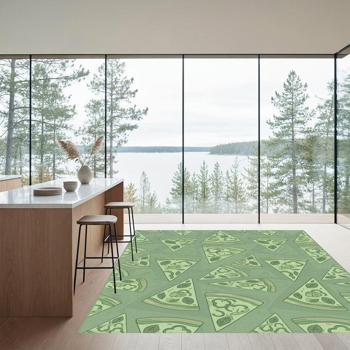 Sage Green Pizza Slice Collage Rug