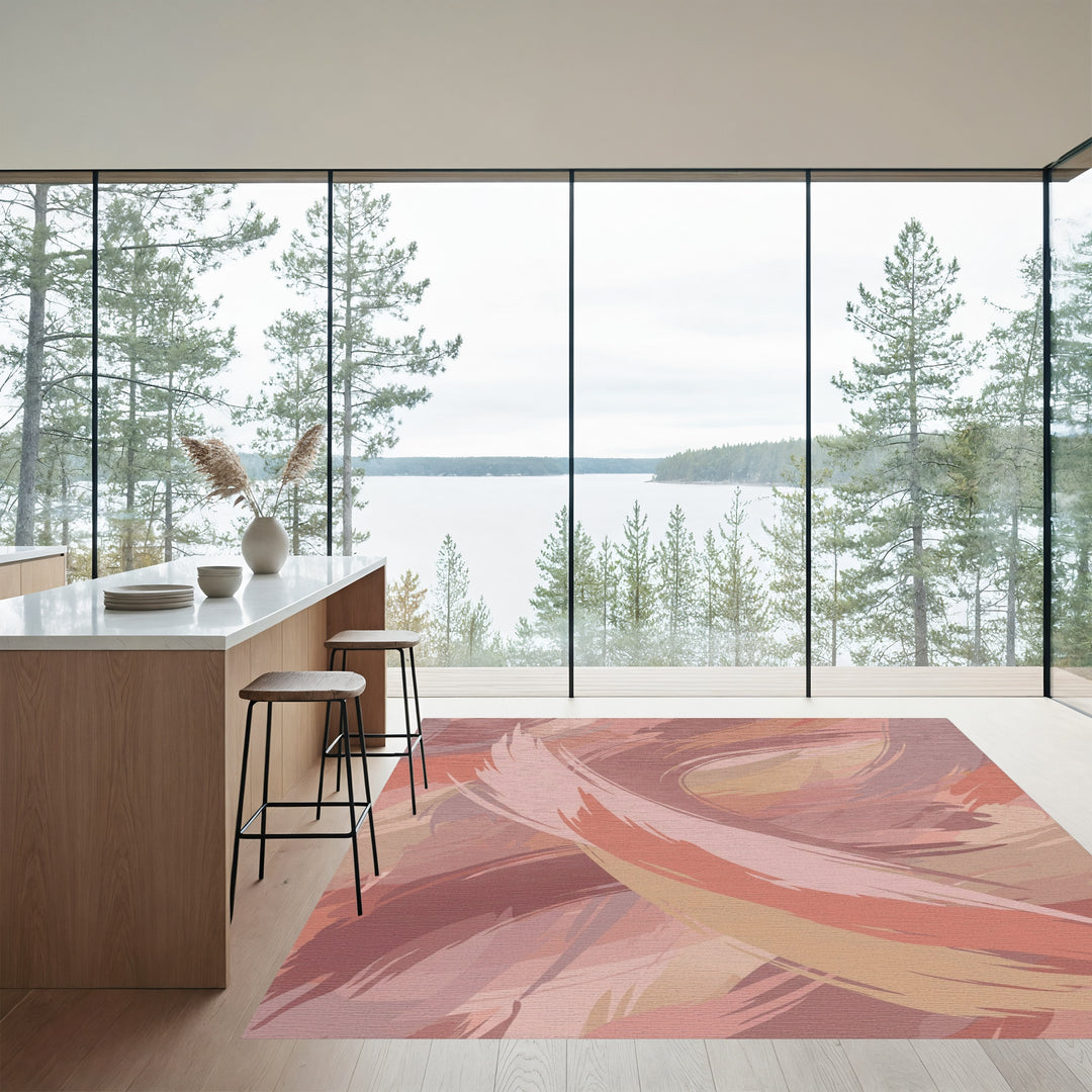 Dusty Rose Brushstroke Swirl Rug