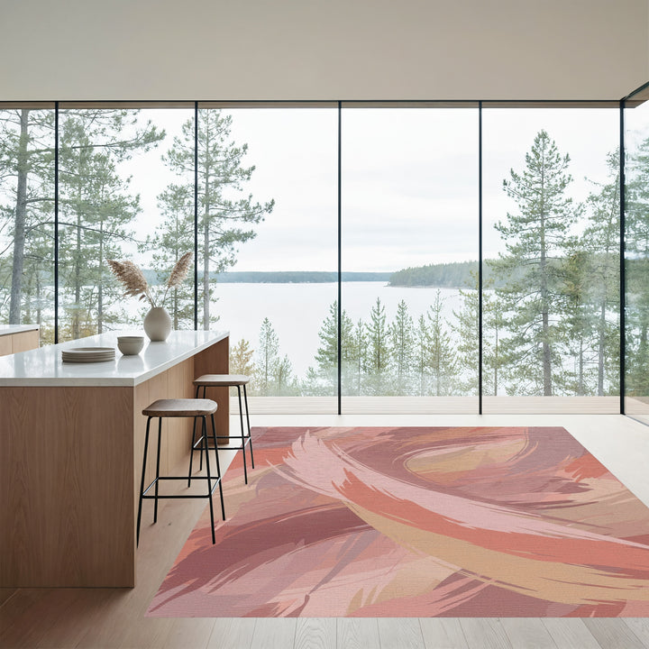 Dusty Rose Brushstroke Swirl Rug