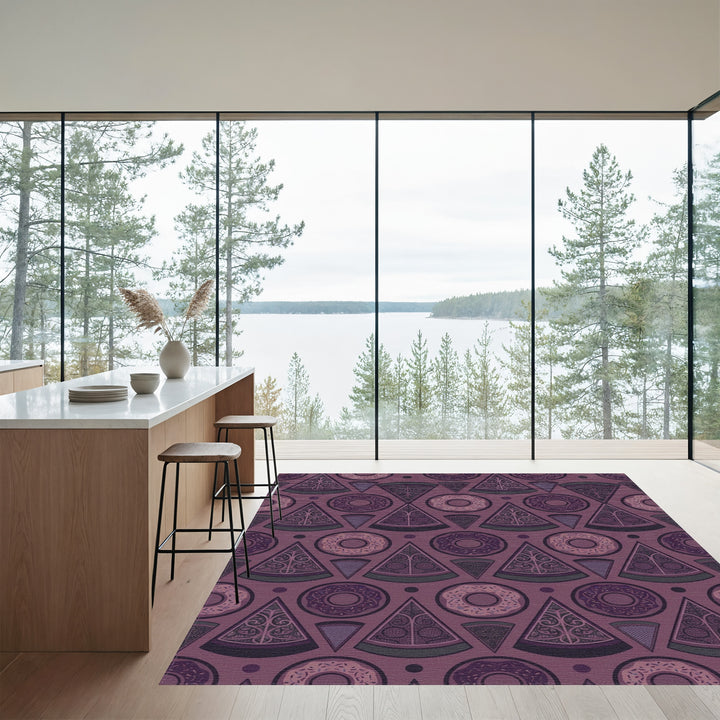 Purple Donut Pizza Slice Seamless Rug