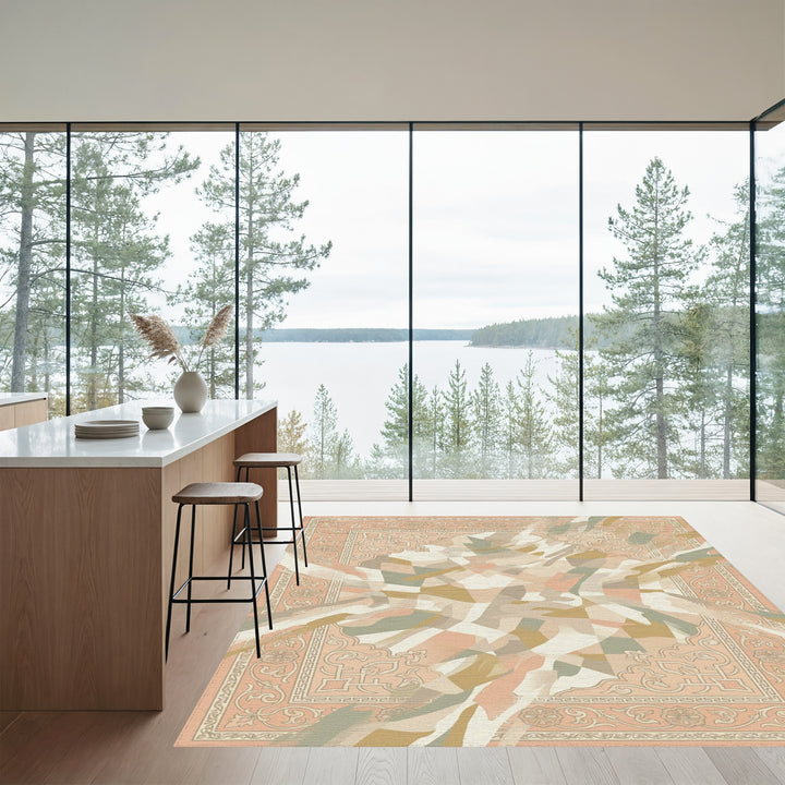 Pastel Abstract Medallion Texture Rug