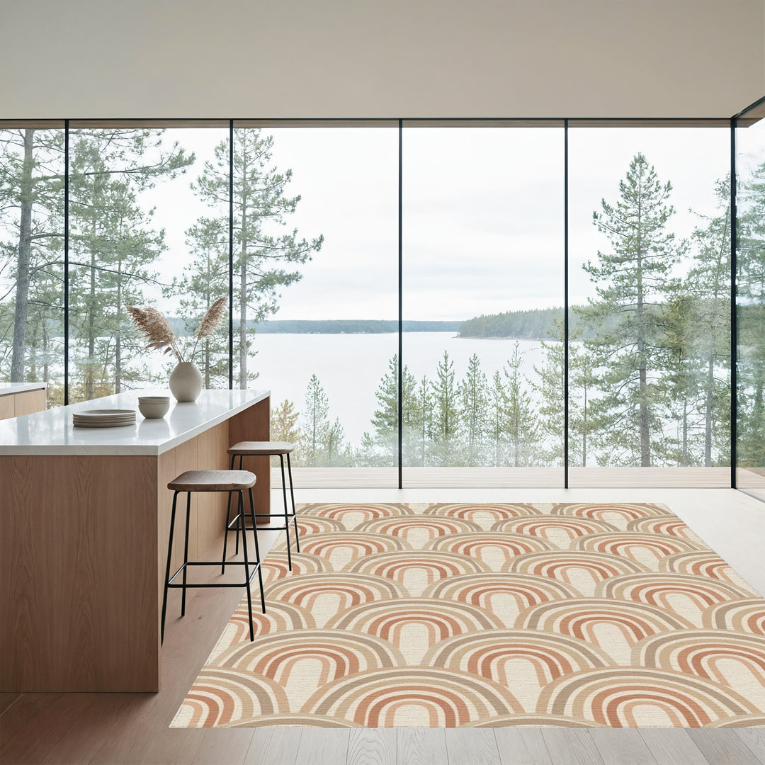 Boho Earth Tones Layered Rainbow Rug