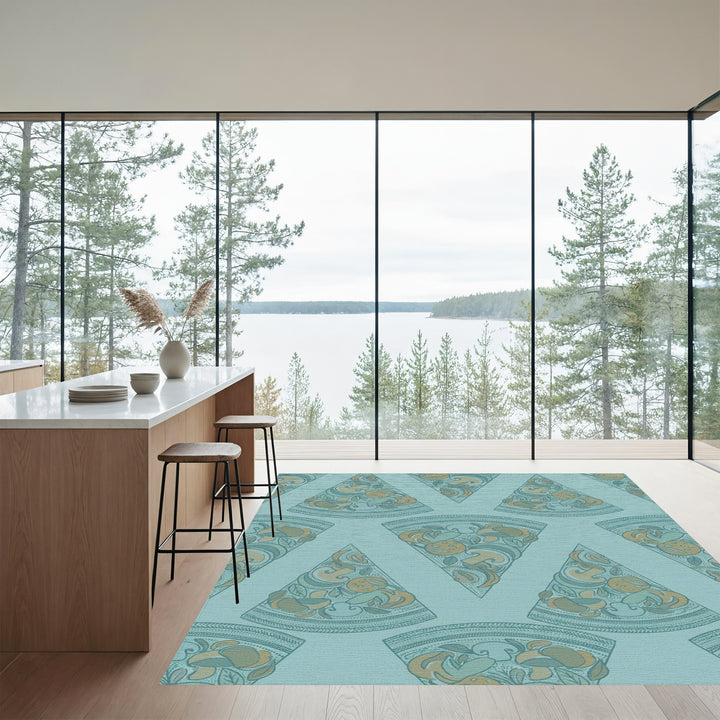 Ocean Blue Pizza Slice Arrangement Rug