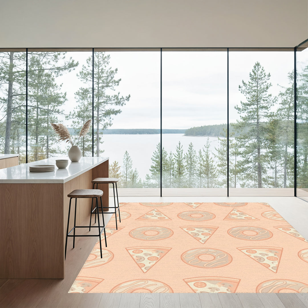 Peach Pizza Donut Repeat Rug