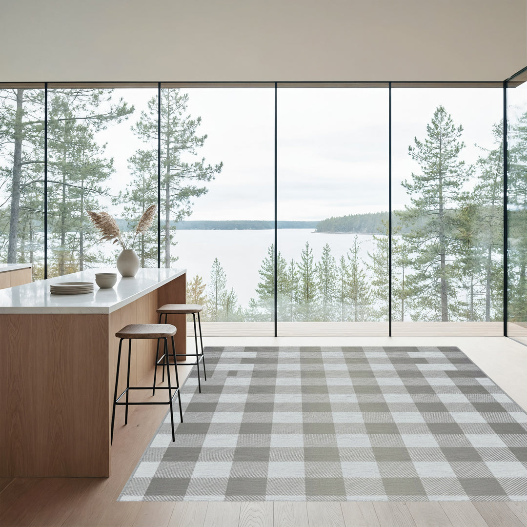 Monochrome Gray Buffalo Check Rug