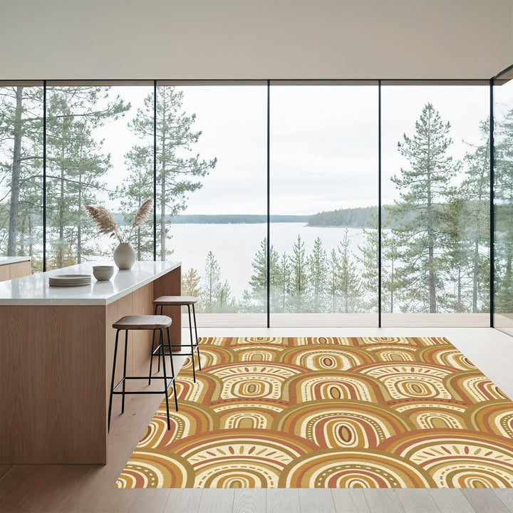 Earthy Boho Rainbow Arch Rug