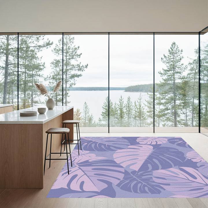 Lavender Monstera Leafy Blanket Rug
