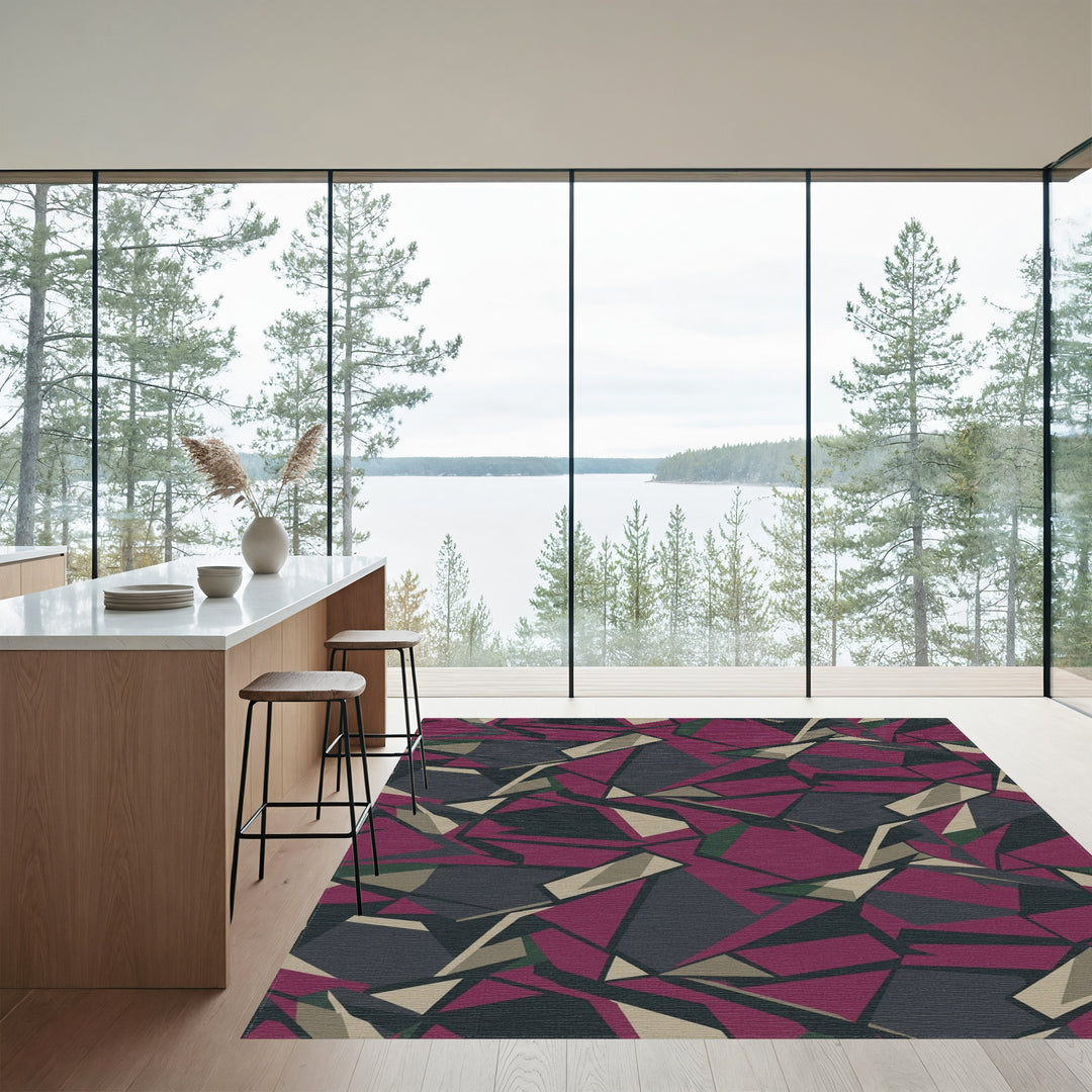 Crimson Plum Shattered Geometric Rug
