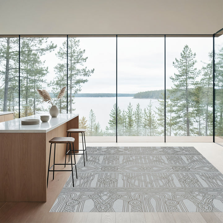 Gray Macrame Tassel Diamond Rug