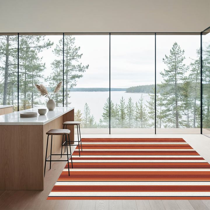 Earthy Terracotta Horizontal Stripe Rug