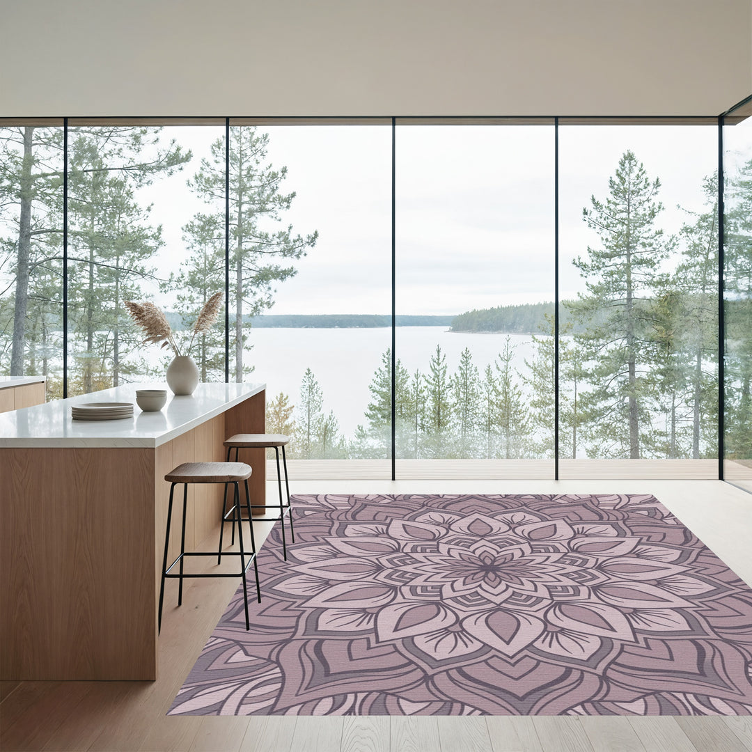 Mauve Layered Floral Medallion Art Rug