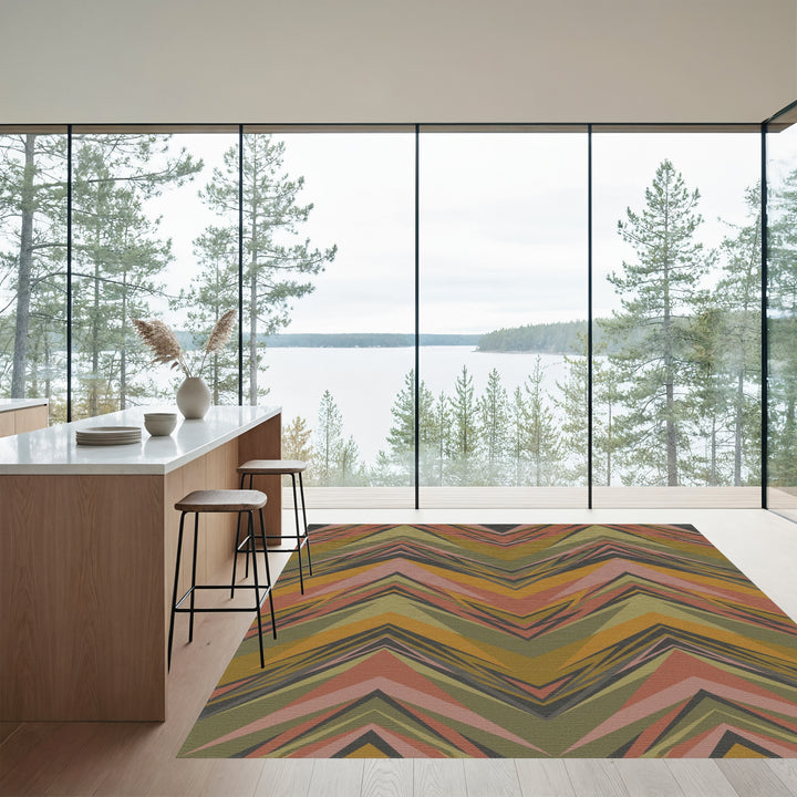 Geometric Chevron Earth Tone Art Rug