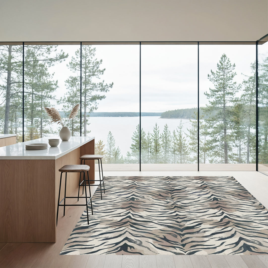 Muted Tiger Stripe Textured Rug