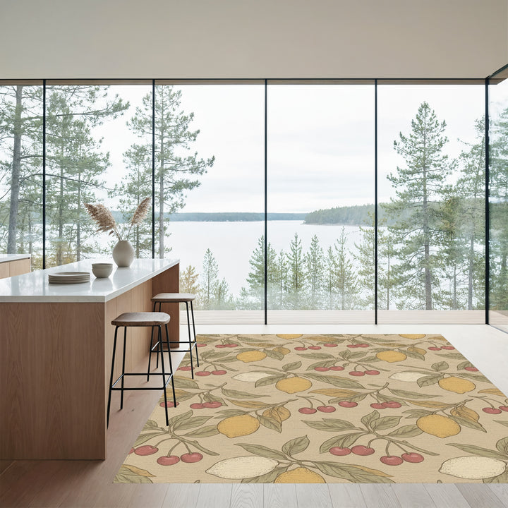Vintage Cherry Lemon Branch Art Rug