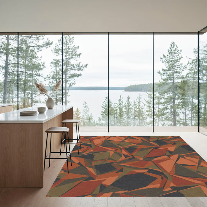 Terracotta Ochre Camouflage Fragment Rug