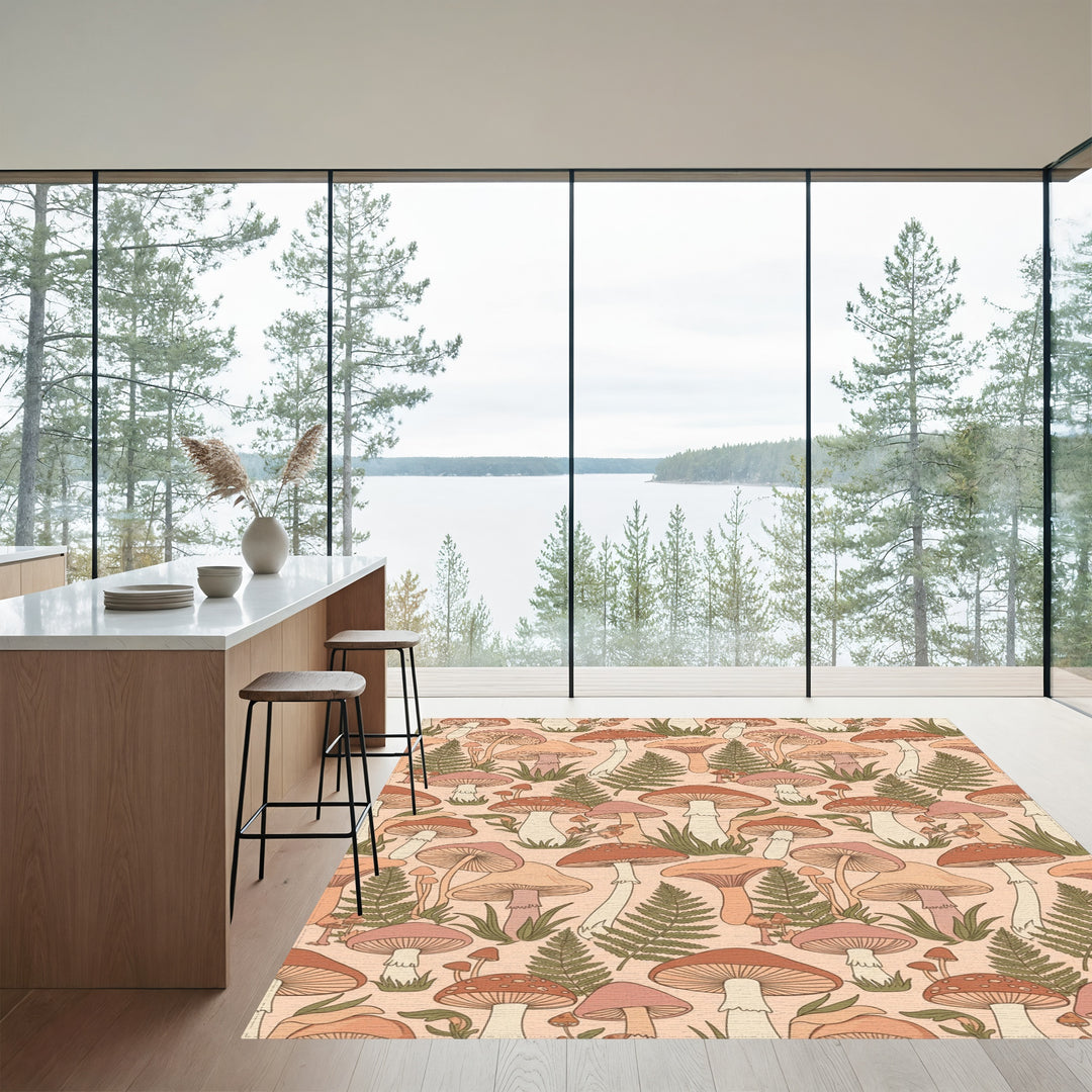 Groovy Mushroom Fern Garden Rug
