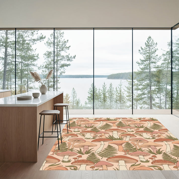 Groovy Mushroom Fern Garden Rug