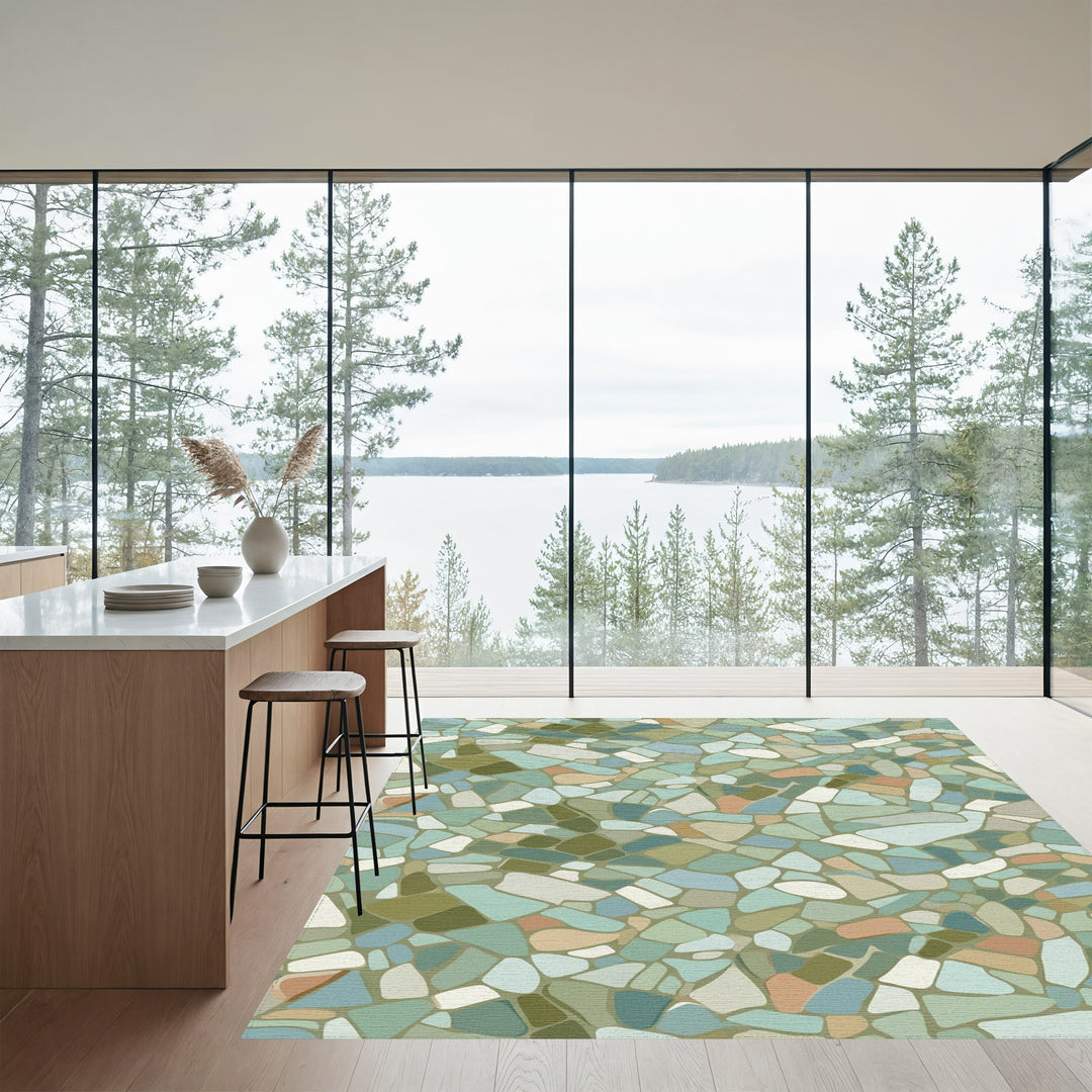 Earthy Tone Organic Stone Mosaic Rug