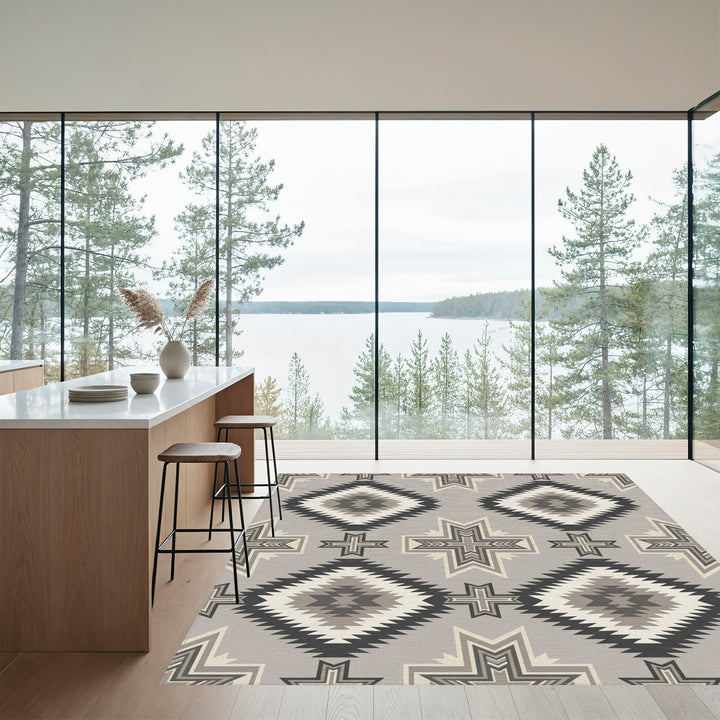 Neutral Earth Tones Geometric Diamond Rug