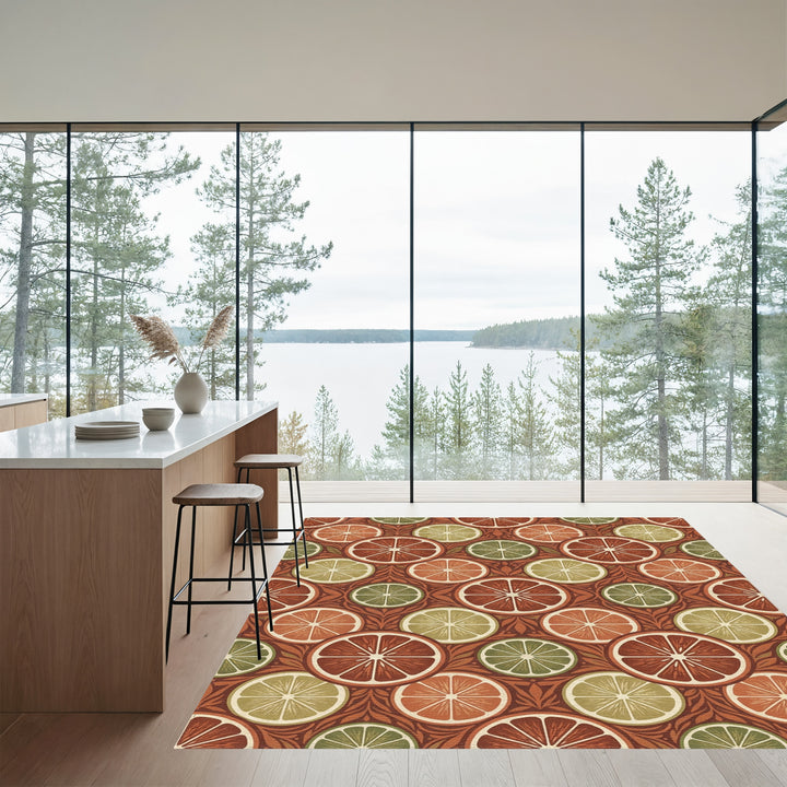 Terracotta Citrus Slice Medallion Rug