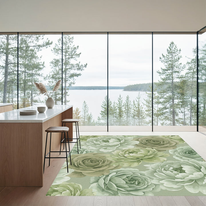 Earthy Tone Floral Garden Arrangement Rug