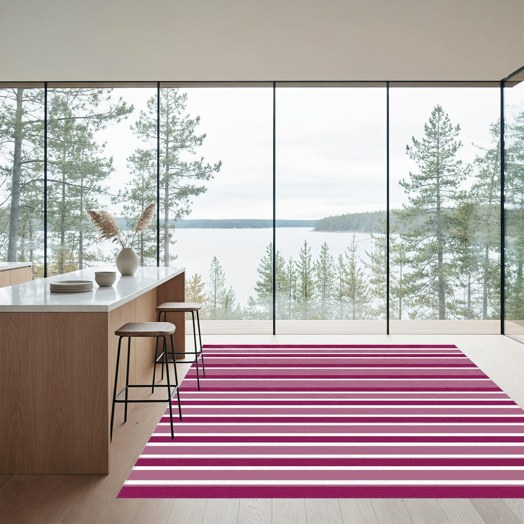 Crimson Pink Gradient Stripe Rug