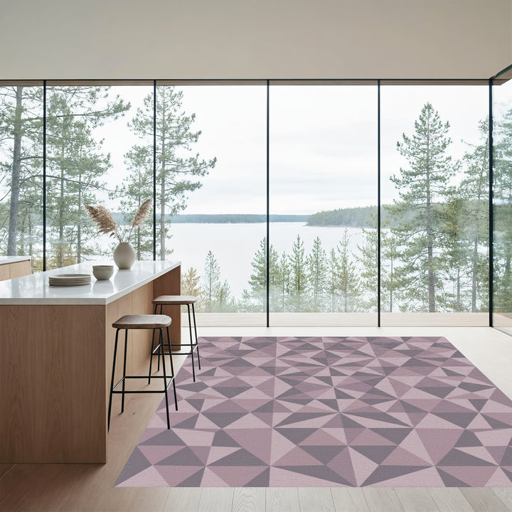 Mauve Gray Geometric Prism Rug