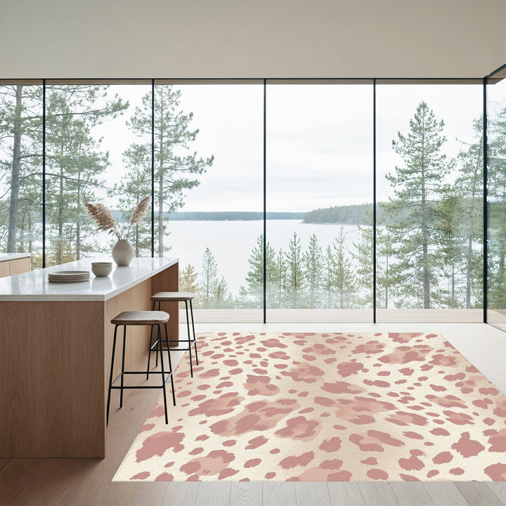 Rosy Pink Leopard Spots Rug