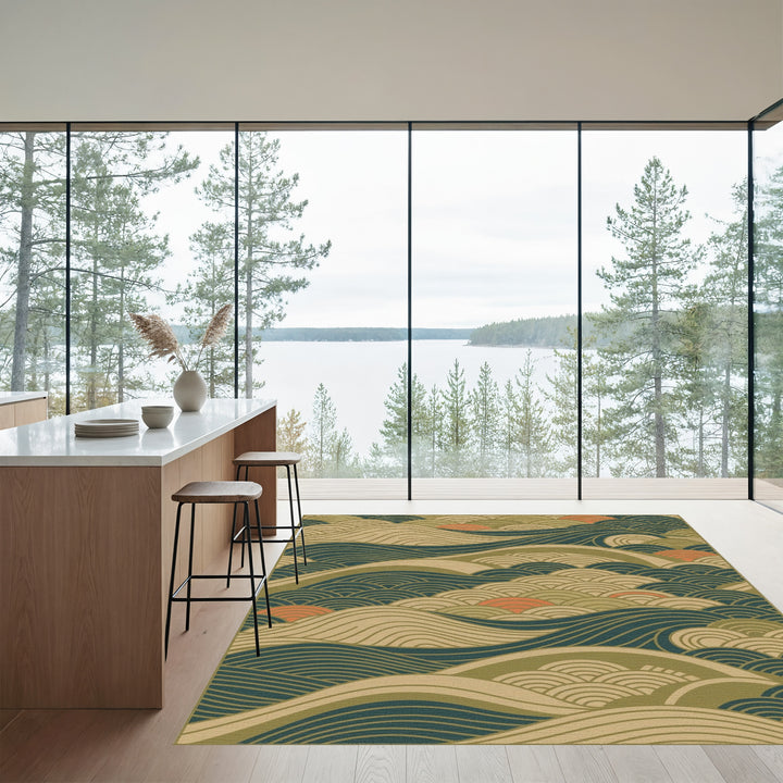Seascape Sunset Arc Coastal Waves Rug