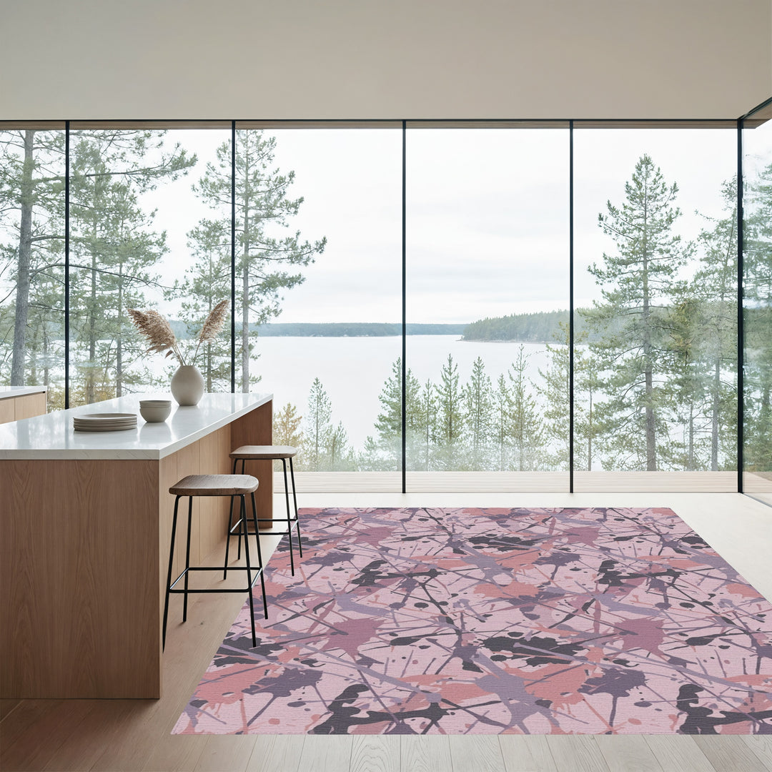 Mauve Gray Splatter Abstract Rug