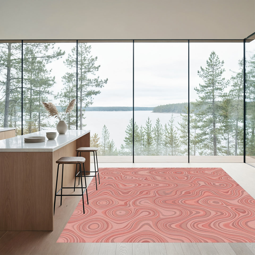 Coral Swirl Wood Grain Rug