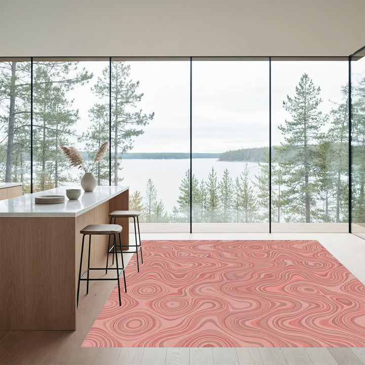Coral Swirl Wood Grain Rug