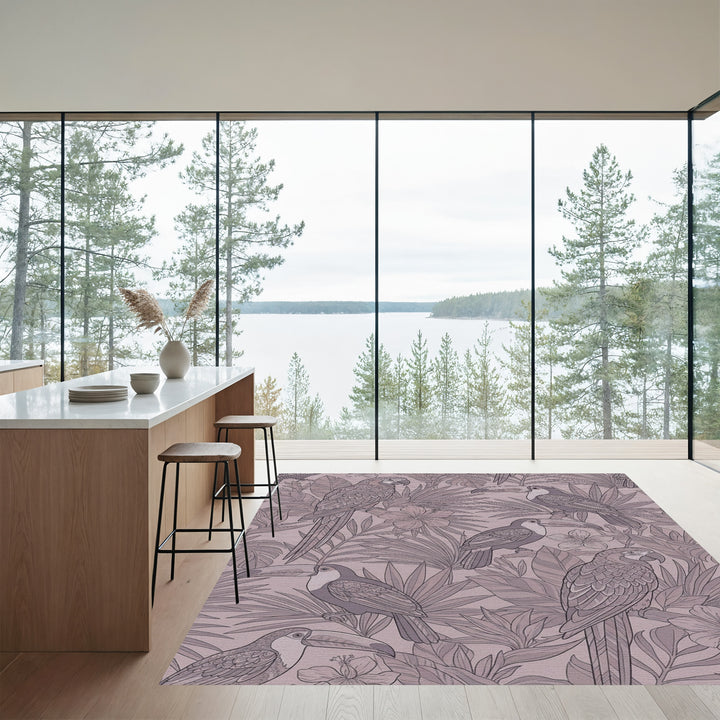 Tropical Jungle Macaw Toucan Lithograph Rug