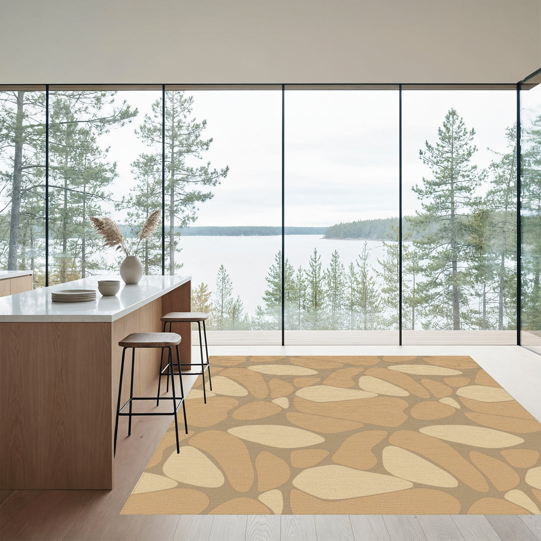 Earthy Tan Organic Pebble Rug