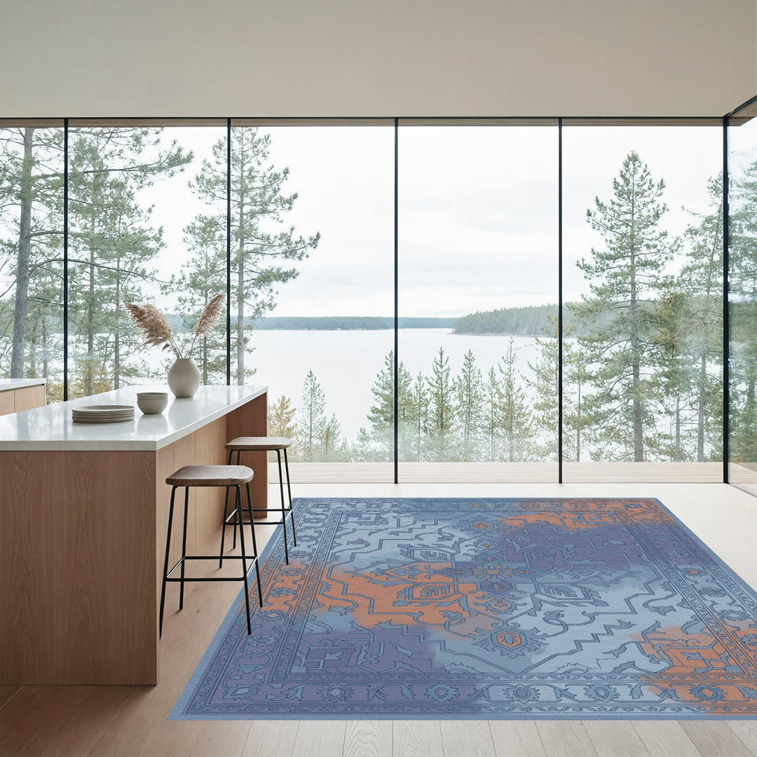 Ornate Blue Terracotta Medallion Rug