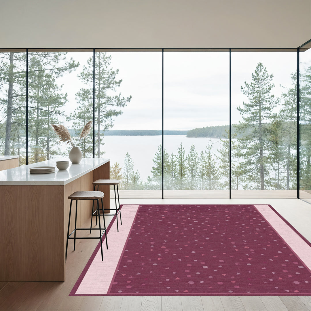 Deep Plum Scattered Shapes Rug
