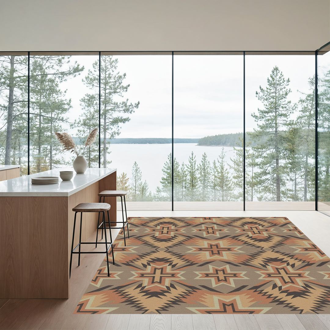 Earth Tones Geometric Sunburst Rug