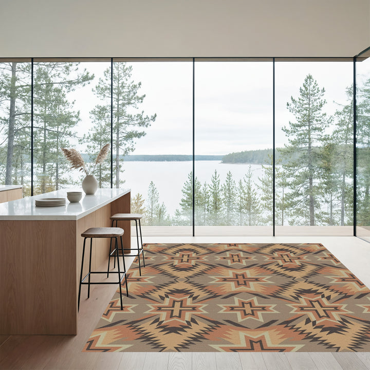 Earth Tones Geometric Sunburst Rug
