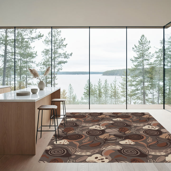 Warm Earthy Tone Organic Swirl Rug