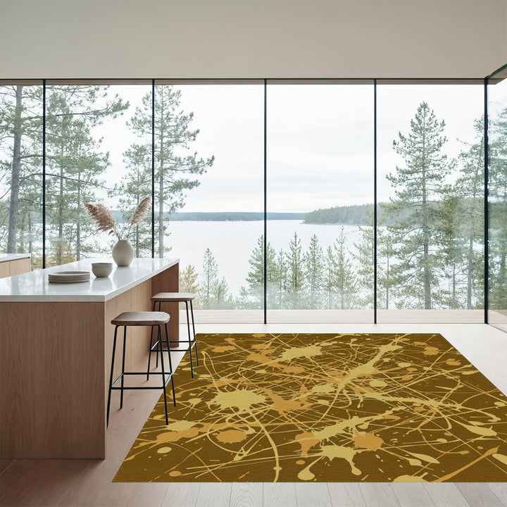 Earthy Splatter Abstract Splash Rug