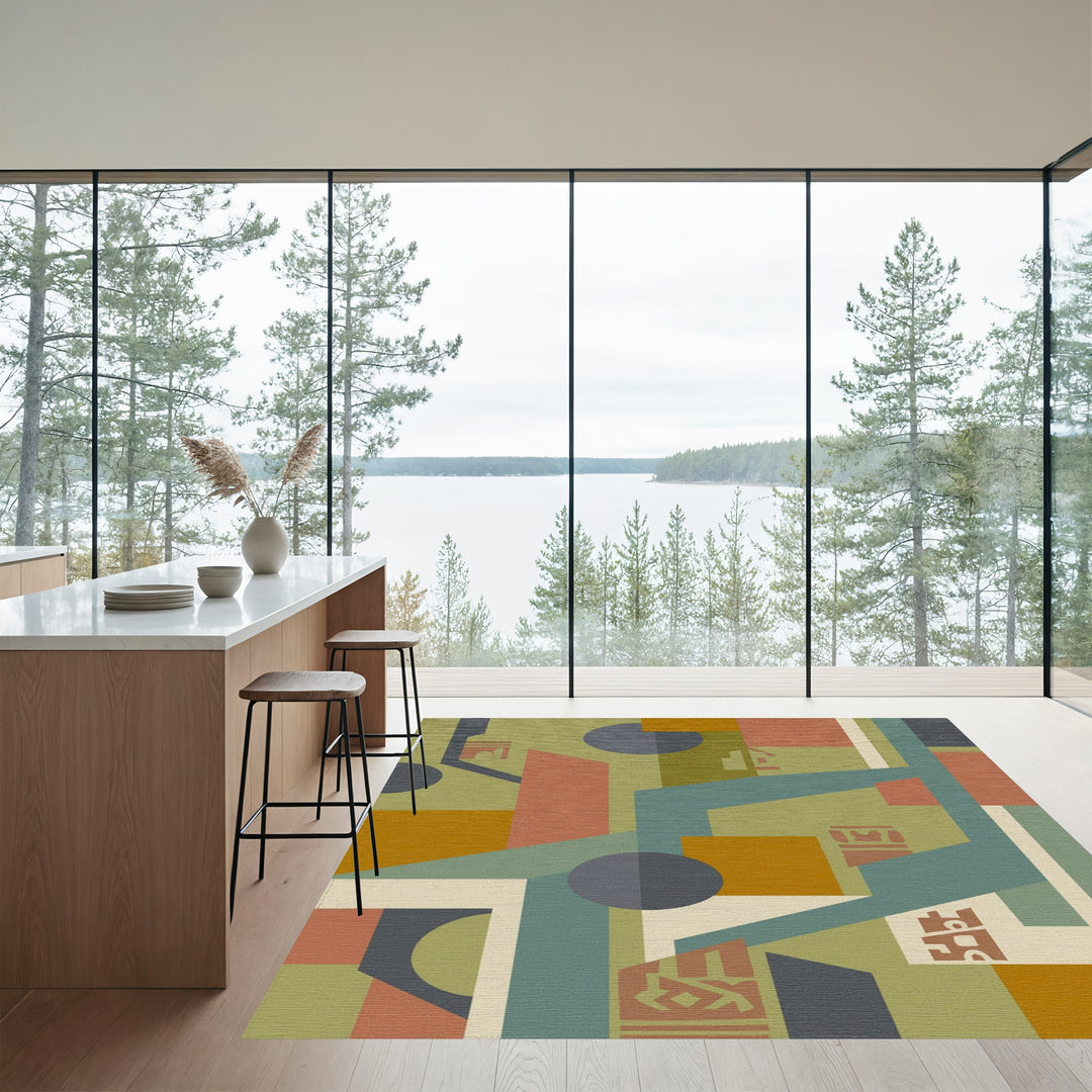 Abstract Geometric Terracotta Circles Rug